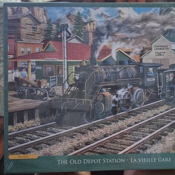 Eurographics 1000 Pc Jigsaw Puzzle The Old Depot Station Steam Engine Train NIB - Picture 2 of 3